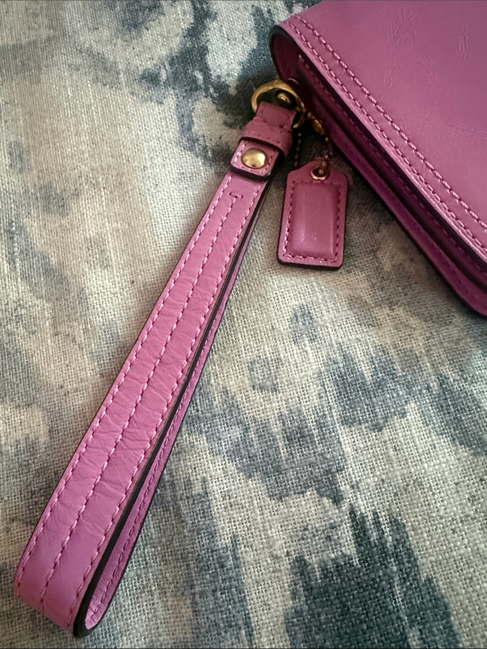 Coach Pink Leather Wristlet with Gold Buckle Accent - Picture 5 of 12
